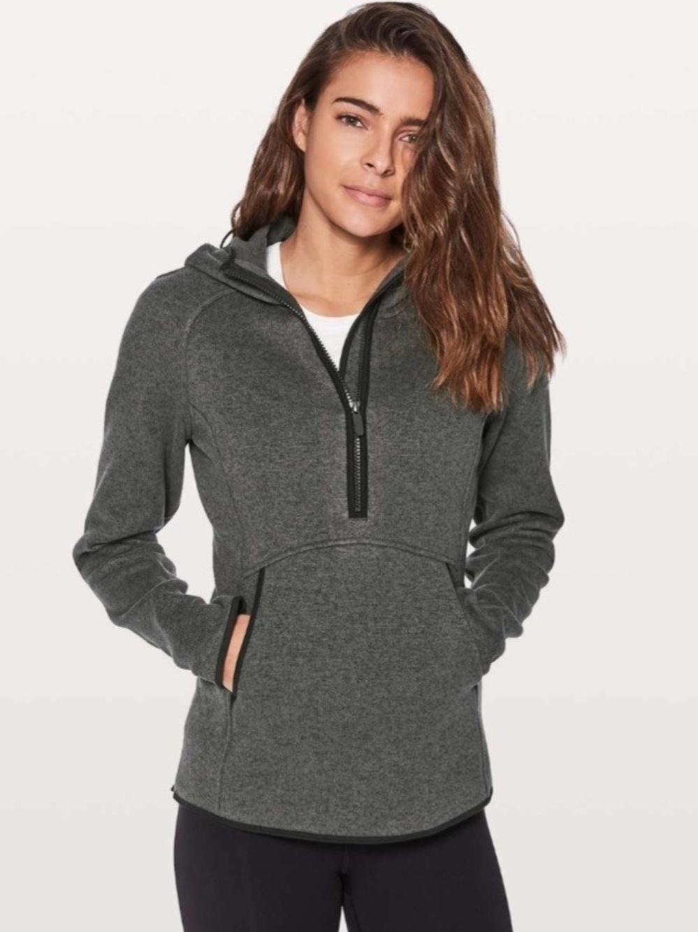 NWT Lululemon Fleece & Thank You Pullover Heathered Black/Black Size 4